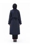 Women's Navy Blue Buttoned Front Belted Bolero Trench Coat - 5