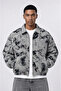 Men's Jacquard Oversize Bomber Jacket Gray - 4