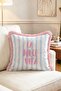 Riviera Dolce La Dolce Vita Written Blue Striped Tasseled Decorative Throw Pillow Cover - 2