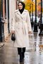Buttoned Belted Angora Coat Cream Hm2969