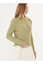 Women's Soft Plush Textured Half Turtleneck Knitwear Sweater - 4