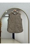 İclanur Metal Buttoned Zippered Hooded Inflatable Vest-En2219 Mink - 2