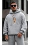 Men's Leopard Star Print Design Trendy Oversize Hooded Sweatshirt Relaxed Fit Casual Sports