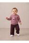 Simit Yaka Rabbit Printed Sweatshirt/Polka Dot Printed Wide Leg Sweatpants 3 Threaded Drawstring Set - 2