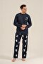 Father Son Navy Blue Pajama Set, 100% Cotton, Adult and Children's Pajamas Have Separate Prices - 7