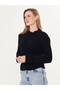 Women's Soft Plush Textured Half Turtleneck Knitwear Sweater - 5