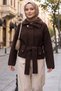 Belted Half Turtleneck Knitwear Cardigan Brown Hnt2808 - 2