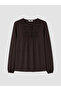 Özmarka New Season Brown Tie-Neck Embroidered Blouse - 5