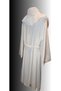 Ecru Wide Pleated Shawl Collar Belted Button Detailed Maxi Trench Coat / Cap - 4