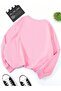 Women's Pink Winter Basic Printed Oversize Crew Neck Sweatshirt - 4
