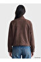 Two Mt Shop Quality Lcw Comfort Brown Faux Leather Plain Oversize Women's Jacket - 5