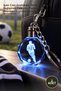 2 Pieces of Football Design Illuminated Crystal Keychain – Illuminated Glass Keychain, Keychain Crystal Keyring with Color-Changing Football Player Figure