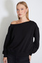 3 Threaded Unlined Boat Neck Oversize Sweatshirt - 7