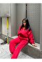 Women's Red Zippered Stripe Detailed Top and Bottom Set - 6