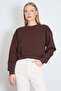 3 Thread Basic Ribbed Crop Sweatshirt