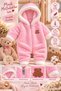 Children's Welsoft Plush Hooded Zippered Baby Jumpsuit Winter Without Booties - 2