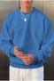 Men's blue basic plain oversize sweatshirt with fleece lining