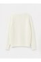 Ecru Crew Neck Embroidered Women's Knitwear Sweater - 4
