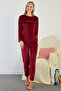 I Love Winter Embossed Printed Velvet Pajama Set - 5
