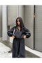 Women's Black Zippered Stripe Detailed Top and Bottom Set - 6