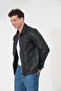 Men's coat faux leather coat - 5