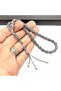 Capsule Cut Crescent and Star Patterned Silver Prayer Beads - 2
