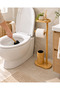 Bamboo Toilet Set – Bathroom Organizer Stand with Toilet Paper Holder, Toilet Brush, and Top Shelf - 4