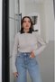 Light Beige-Navy Blue Collared Colored Sweater - 261107 - 2