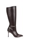 Women's Thin Heeled Below-The-Knee Boots – Stylish Boots with Pointed Toe and Chain Detail - 2