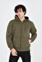 Men's hooded straight zip cardigan - green - 3