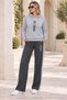 Women's Hooded Long Sleeve Low-Sleeve Printed Lycra Stretch Sweatshirt and Printed Lycra Stretch Trousers with Elastic Waist and Pockets Stylish and Sporty Gray Two-Piece Set - 5
