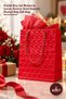 2 Pieces of Cardboard Gift Bags – Small Size Drawstring Cardboard Bags, Red Gold Patterned, Gift Bag Gift Bag