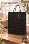 1 Piece Small Cardboard Gift Bag – Black Patterned with Drawstring, Kraft Cardboard 23X17 Cm, Gift Bag, Gift Bag, Cardboard Bag with Drawstring