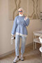 Baby Blue Tunic with Lace Sleeves and Skirt - 3