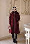 Burgundy Hooded Angora Cashmere Coat