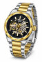 PATROL Men’s Automatic Skeleton Wristwatch – Two-Tone Silver & Gold Stainless Steel Bracelet, Black Open-Work Dial, Exhibition Caseback & 3ATM Water Resistance - 8