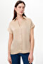Shirt Collar Low Sleeve Satin Surface Regular Blouse
