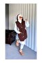 Angora Hooded Women's Vest with Pockets