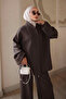 Brown Zippered Corsman Cardigan and Trousers Knitwear Set - 4