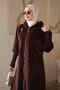 Brown Hooded Angora Cashmere Coat - 5