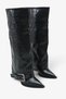 Women's Pointed Toe Thin Heeled Boots Urimas Black Sequin Texture - 4