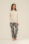 Cotton Modal Soft Textured Long Sleeve Women's Pajama Set - 2