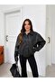 Pb Oversize Soft Fabric Black Women's Leather Jacket - 3