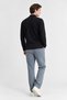 Men's Stand Collar Long Sleeve Navy Blue T-Shirt - 2