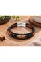 Malverin Embersequence Black Leather Men's Bracelet - Orange and Black Bead Sequence - 3