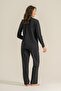 Cotton Modal Long Sleeve Front Buttoned Shirt Women's Pajama Set - 4