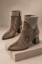 Si̇mera Stone Detailed Zippered Thick Heeled Daily Women's Boots