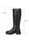 Black Leather Buckle and Rubber Detailed Women's Internal Zipper Boots - 2
