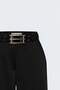 Satin Trousers with Belt Detail - Black - 5