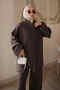 Brown Zippered Corsman Cardigan and Trousers Knitwear Set - 3